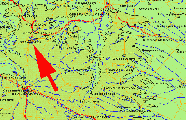 Map of Stavropol Kray